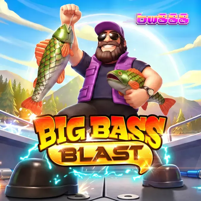 Tampilan visual slot Big Bass Blast dengan tema memancing elektrik